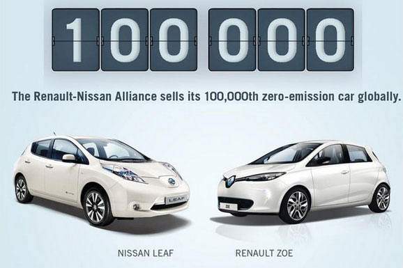 רנו וניסאן מציינות 100,000 מכוניות חשמליות