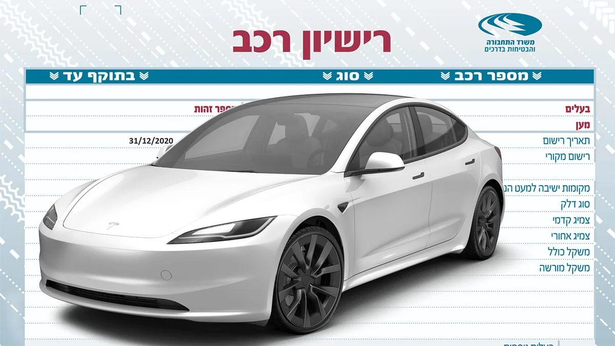 תעריף אגרת רישוי רכב חשמלי 2024