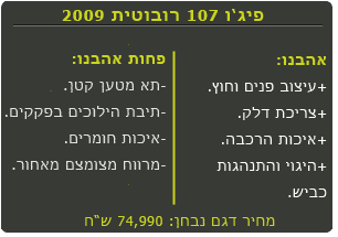 פיג'ו 107 מבחן - הטוב והפחות טוב