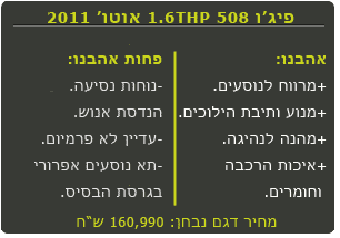 פיגו 508 הטוב והרע